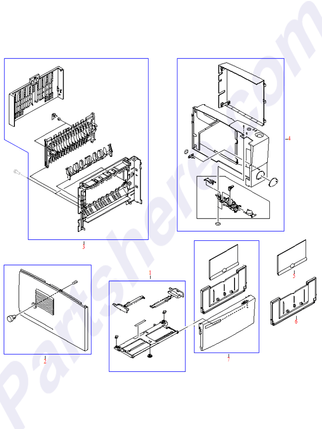 HP parts picture diagram for RG5-4121-000CN, RG5-5576-000CN, RG5-5545-040CN, RG5-5546-000CN, RG5-5549-000CN, RB2-3036-000CN, RB2-3037-000CN