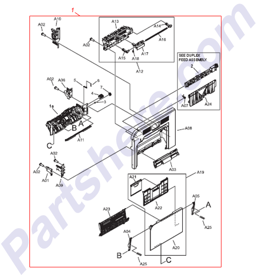 HP parts picture diagram for RM1-4957-000CN