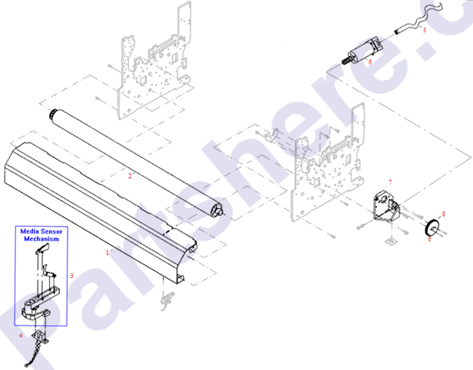 C318060001 HP Media sensor assembly view part diagram