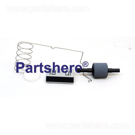 Q3948-67921 - Paper pickup roller kit - Includes the paper pickup roller assembly, the two free-wheeling guide rollers, the cassette separation pad assembly, and the spring for the paper lift plate in the cassette assembly