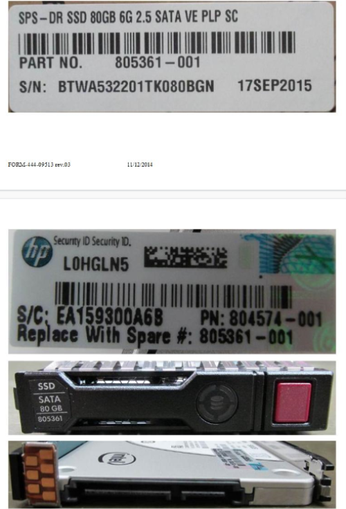 HPE 805361-001 80GB hot-plug Solid State Driv - OEM, Compatible, or Used - Partshere.com