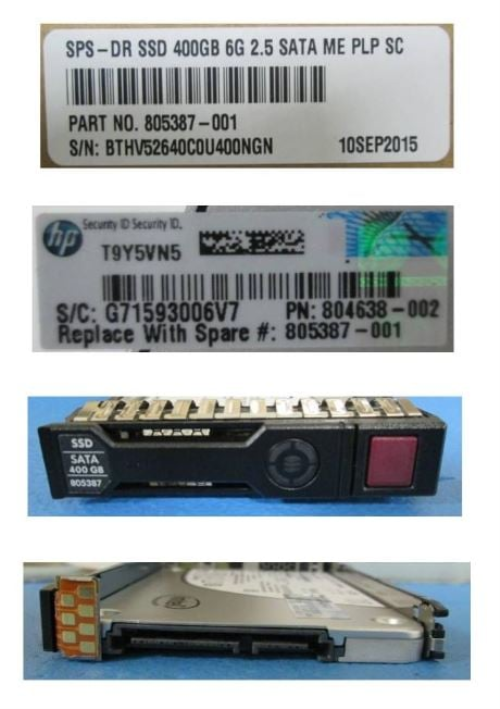 HPE 805387-001 400GB hot-plug Solid State Dri - OEM, Compatible, or Used - Partshere.com