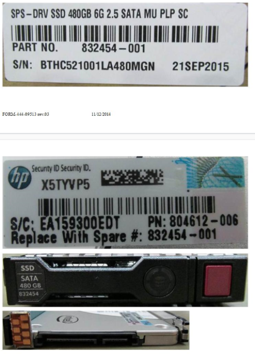 HPE 832454-001 480GB hot-plug G1 Solid State - OEM, Compatible, or Used - Partshere.com